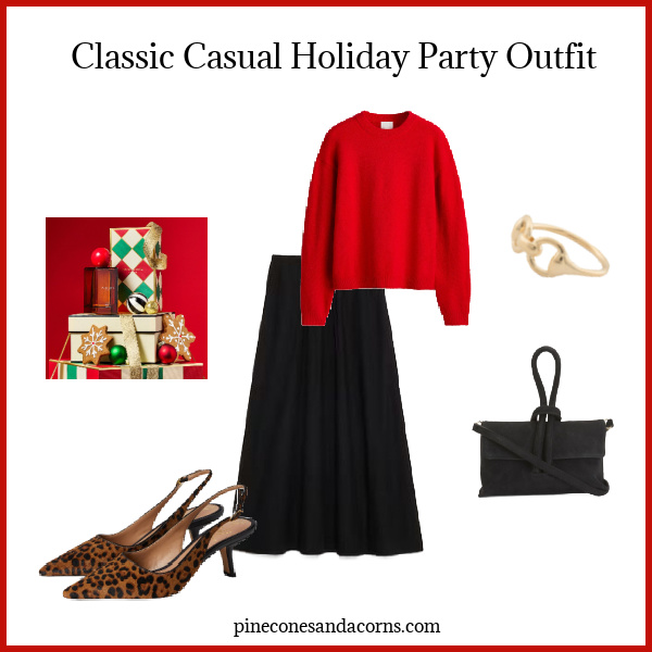 red and black classic holiday outfit.