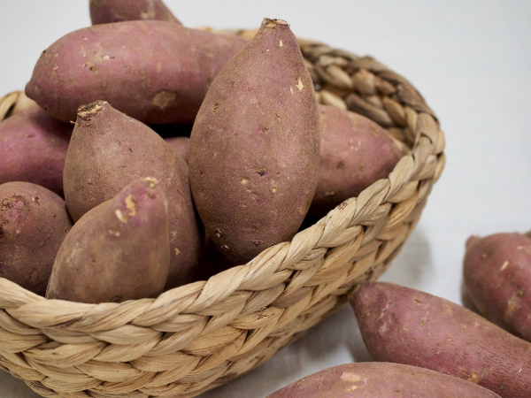 sweet potatoes in a basket.