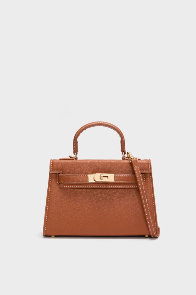 Tan leather bag. 