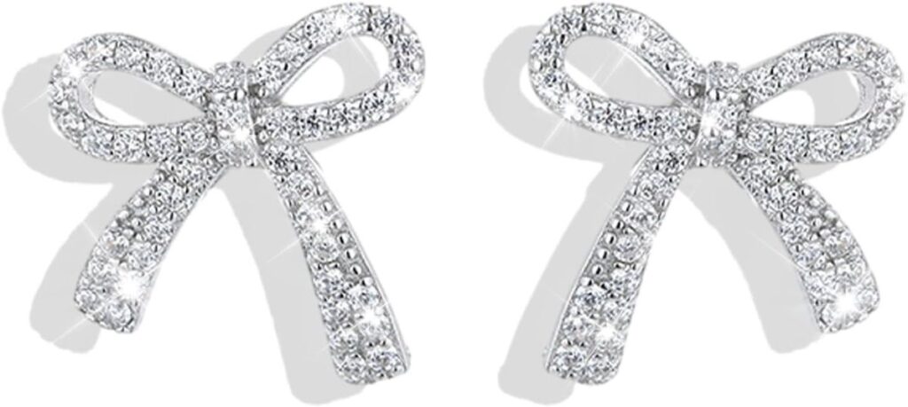 Rhinestone Bow Earrings. 