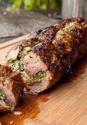Stuffed pork tenderloin. 