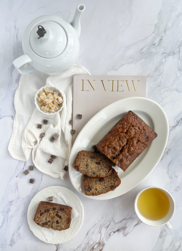 Crystallized Ginger Chocolate Banana Bread.