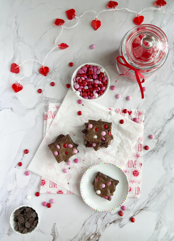 Valentine's M&M Fudge Brownies.