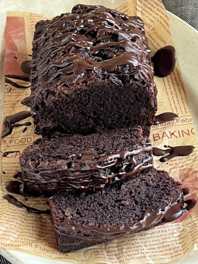 Chocolate Quick Bread with espresso chocolate glaze