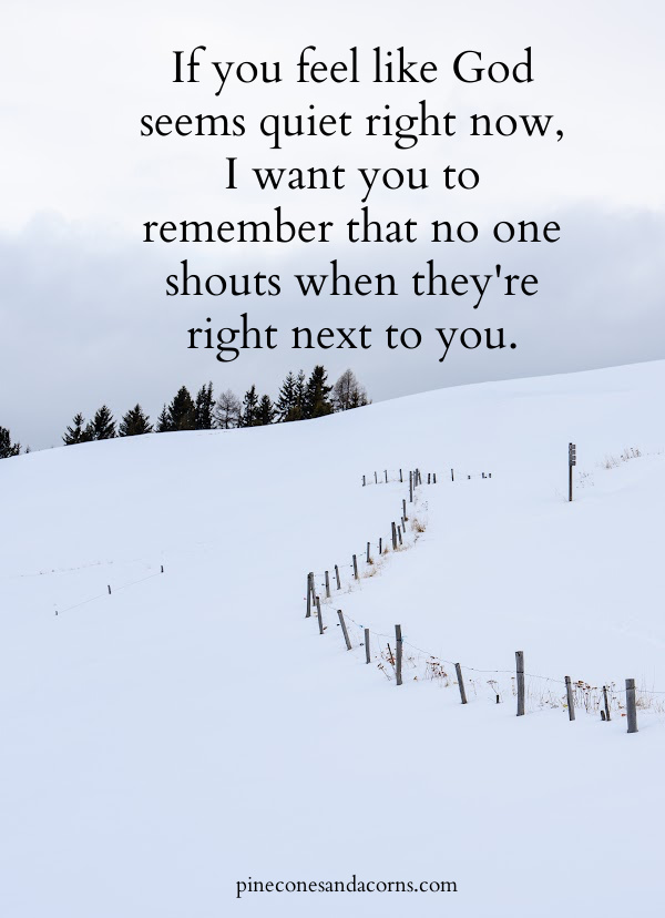 Silent Sunday If you feel like God seems quiet right now, I want you to remember that no one shouts when they're right next to you.