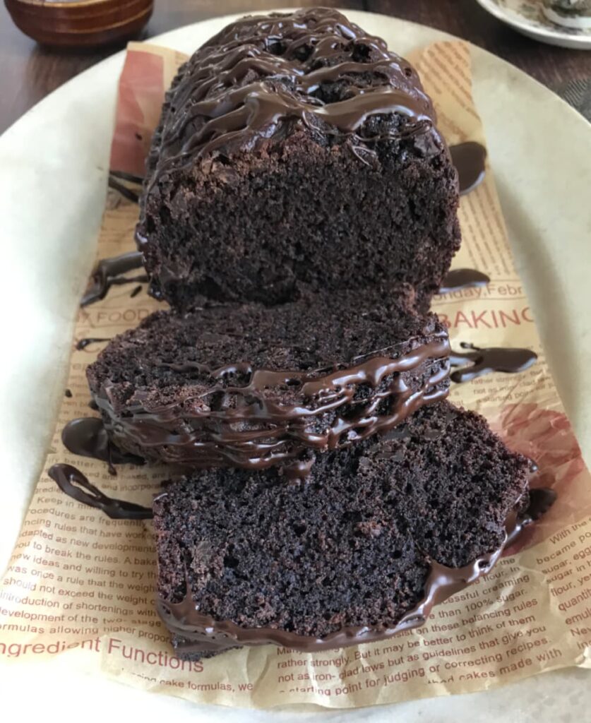 chocolate quick bread sliced.
