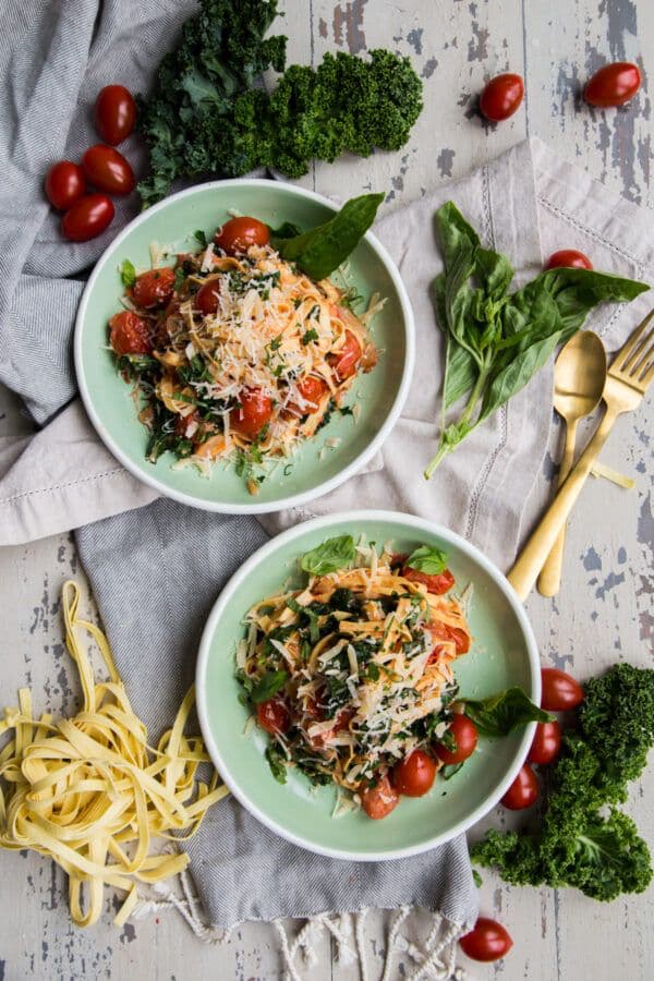 tomato kale fettucine.