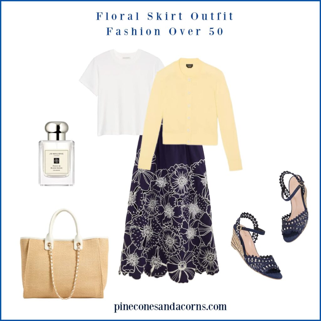 Friday Favorites Floral Skirt Outfit Fashion Over 50