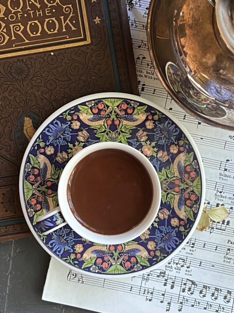 Morning ritual after 50 — William Morris cup of drinking chocolate