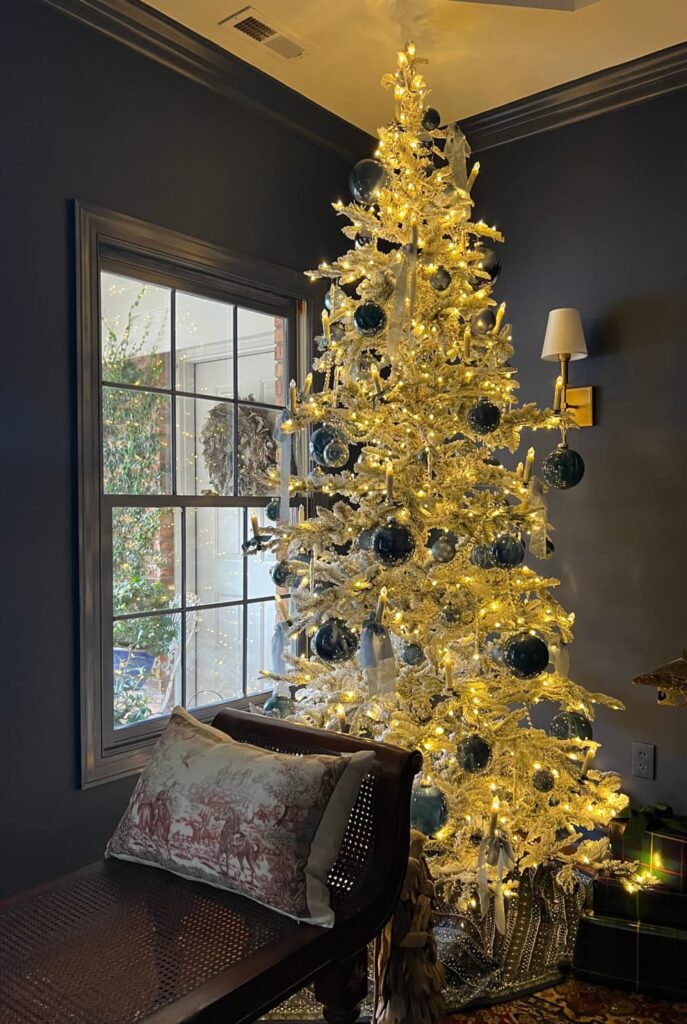 Morning ritual after 50 — christmas tree looking out window