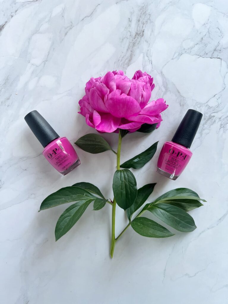 OPI spring nail polish colors for toes — Strawberry Cosmo Pink Flamenco