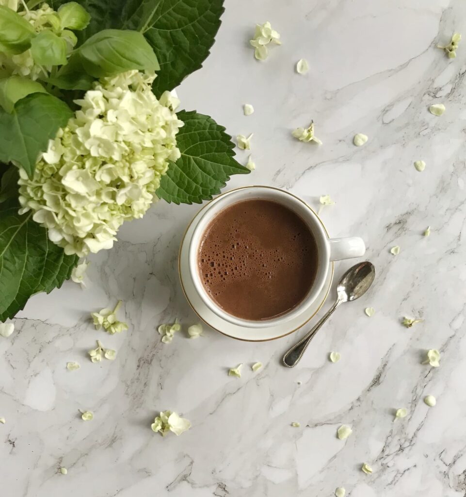 intentional morning after 50 hot chocolate and hydragneas