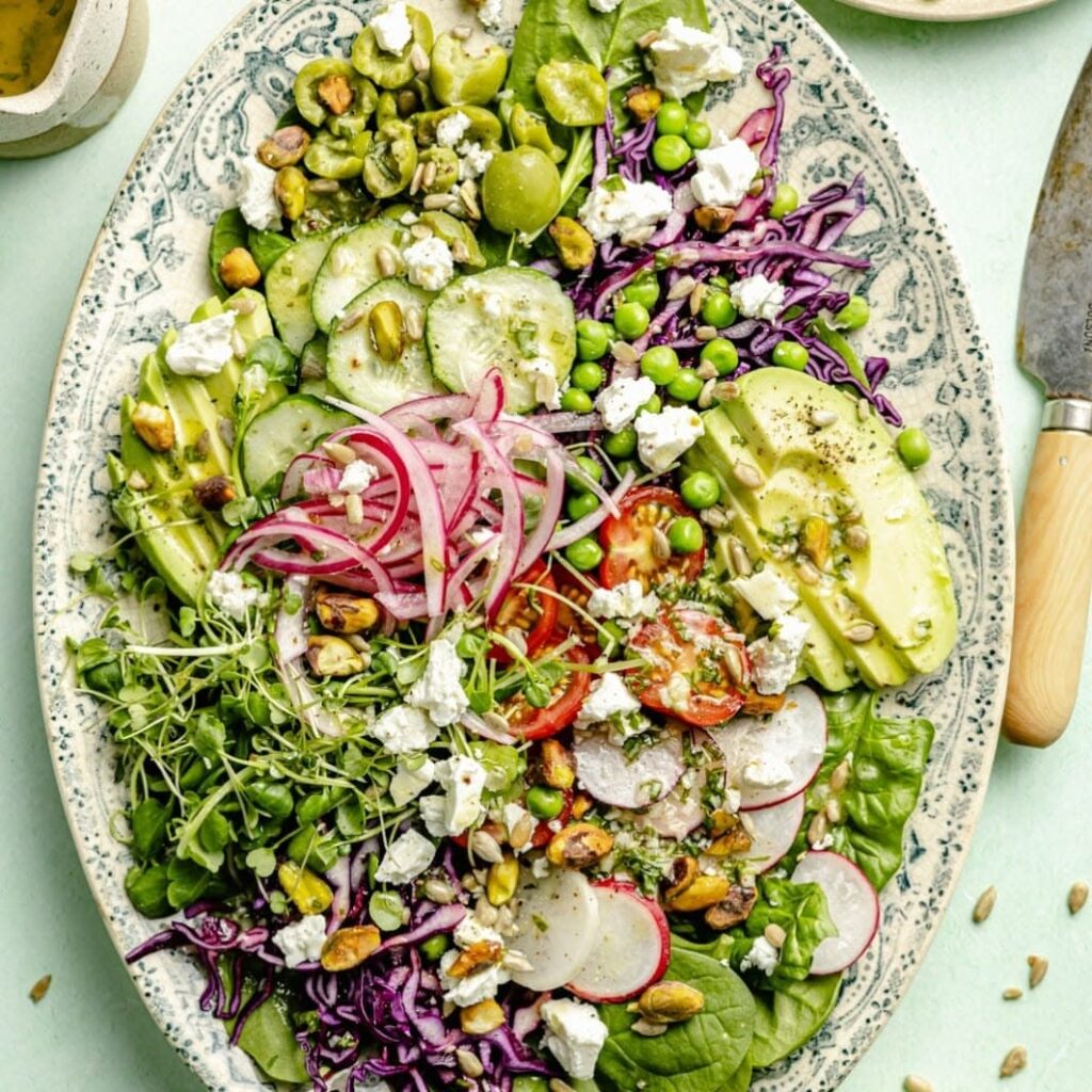 Everything spring green salad with basil lemon vinaigrette — Ambitious Kitchen