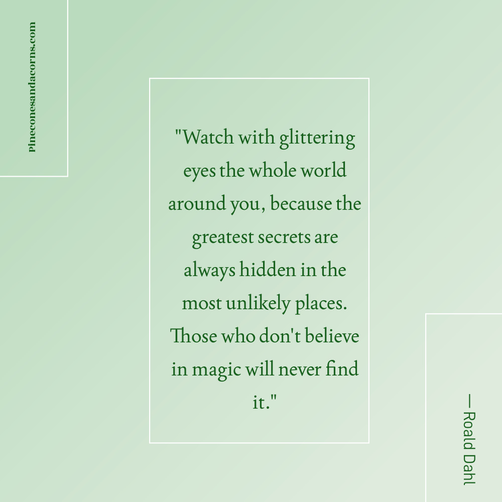 simple pleasures women over 50 — Roald Dahl quote on watching the world with glittering eyes.