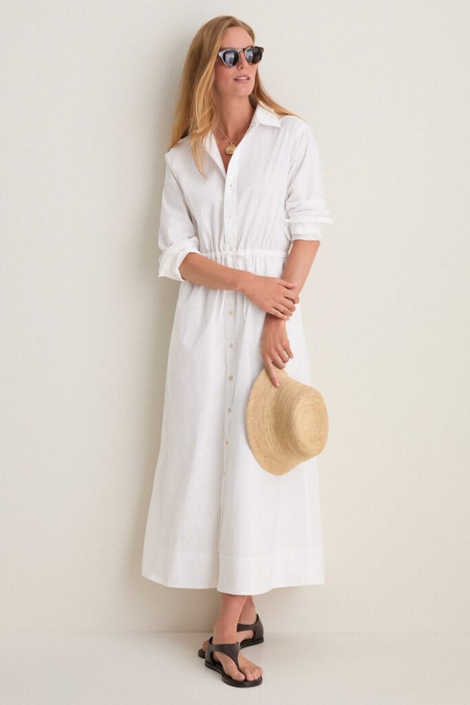 Belted shirt dress white dresses over 50