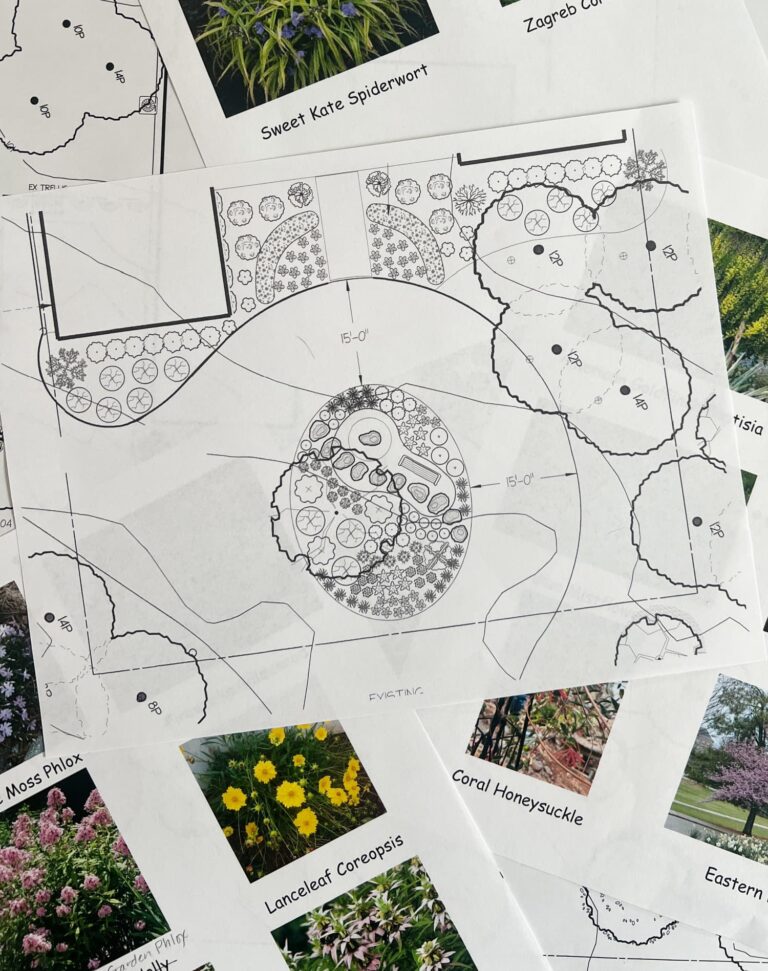 Landscape circle plans and plants