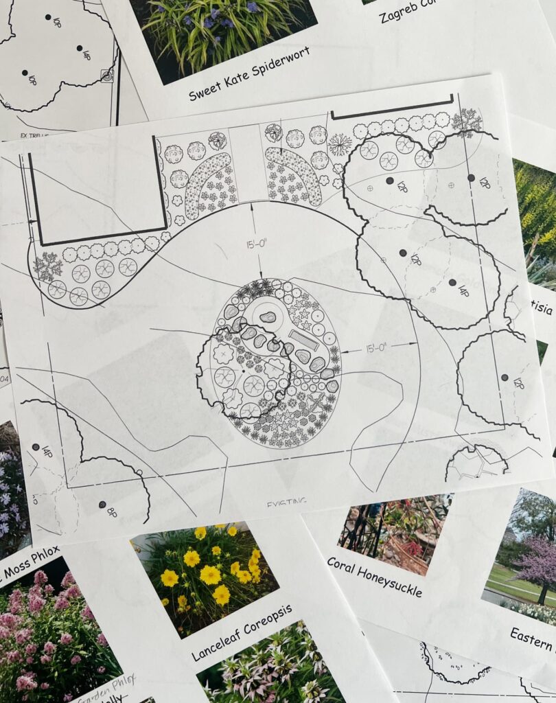 Landscape circle plans and plants