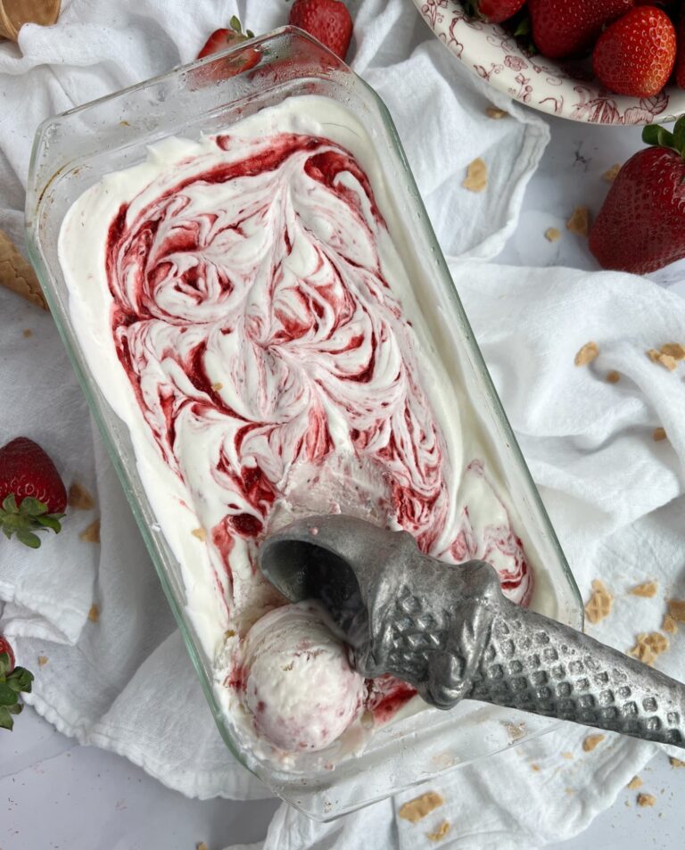 Strawberry Swirl No Churn Ice Cream