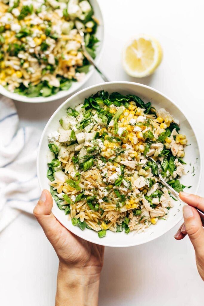Zippy Orzo Summer Salad from Pinch of Yum