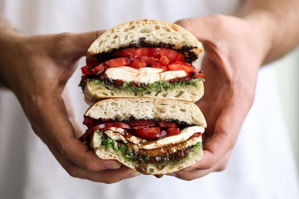 Heirloom Tomato and Mozzarella Caprese Sandwich