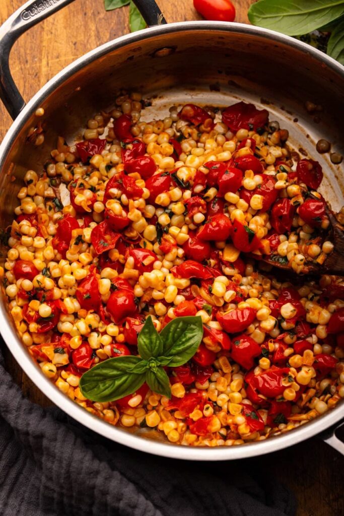 Sautéed corn roasted tomatoes