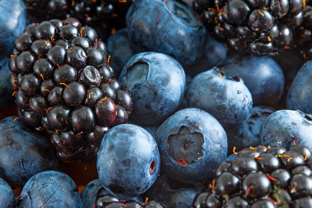 Blueberries and blackberries