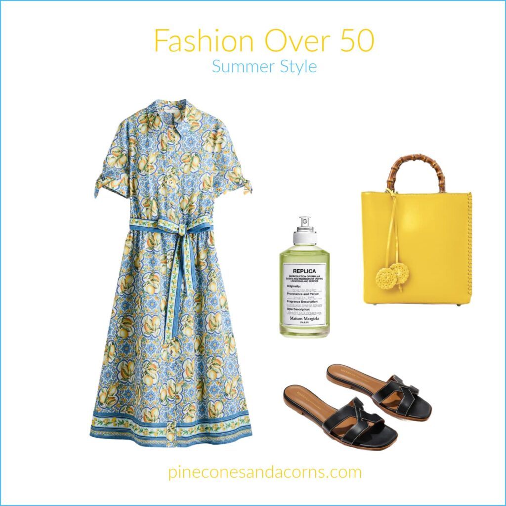 Fashion Over 50 Summer Style Dress with lemons