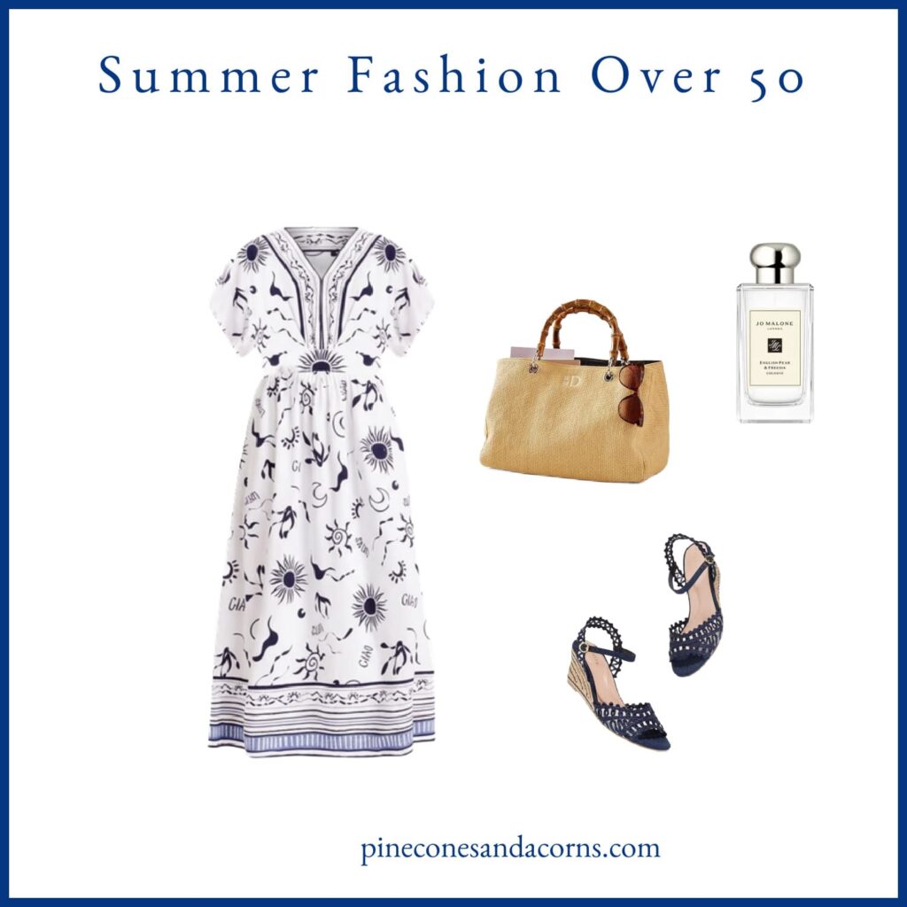 Summer fashion over 50 blue and white dress