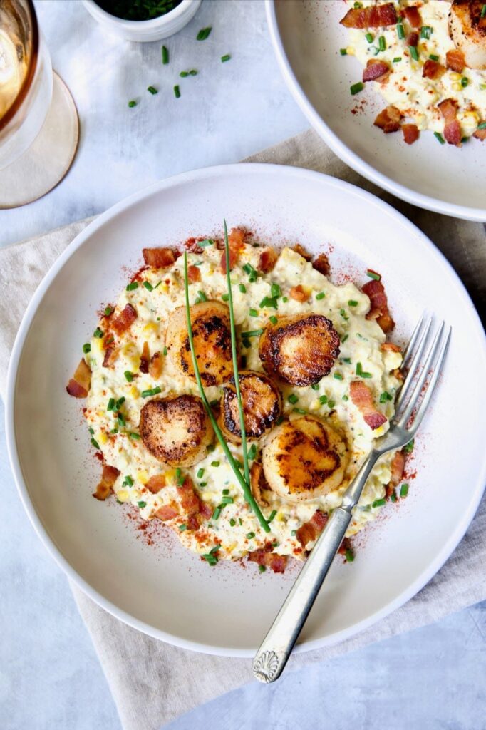 Seared Sea Scallops with Smoky Sweet Corn Puree 