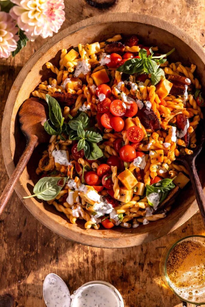 Friday Favorites Buffalo Chicken pasta Salad