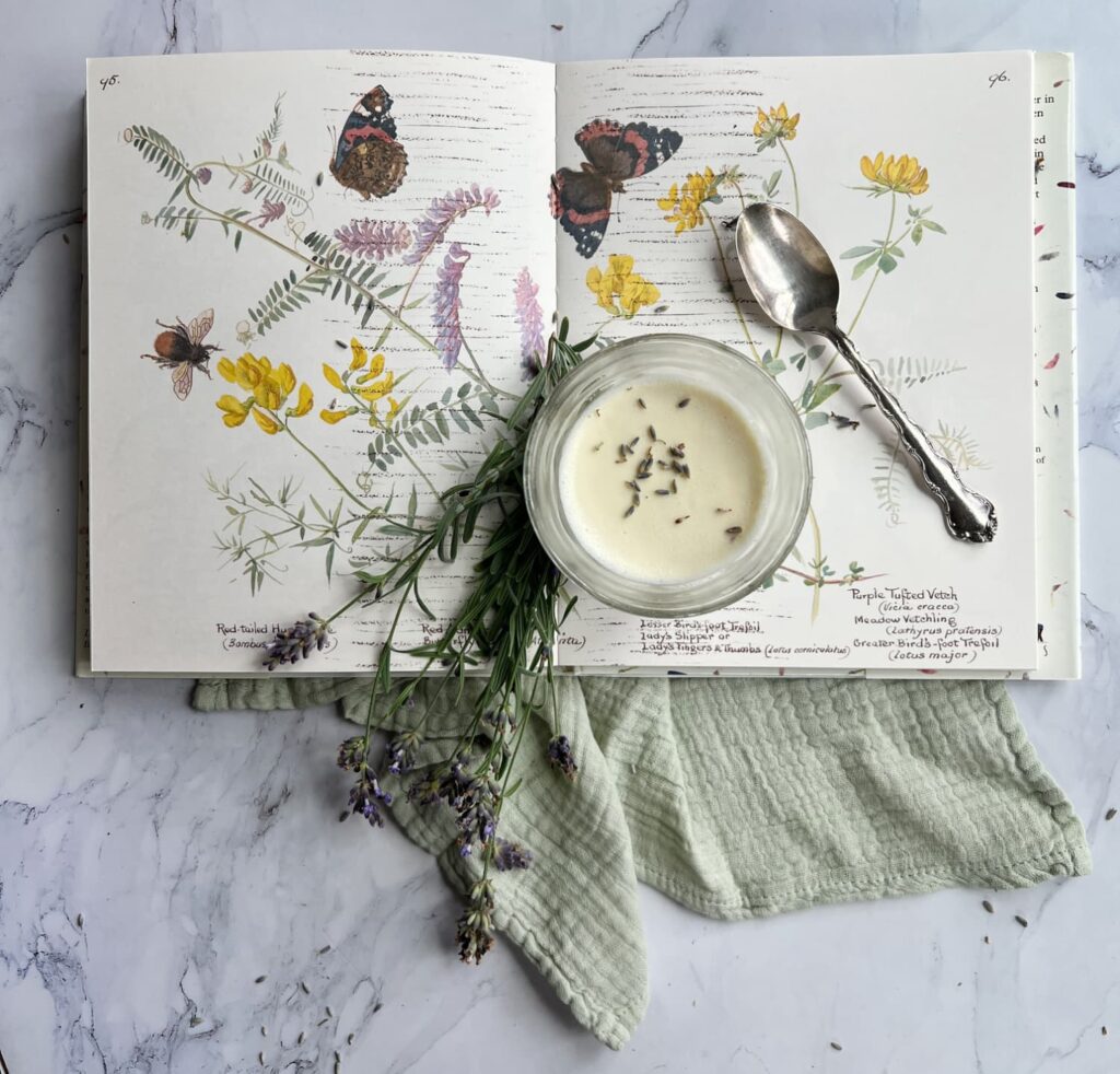 panna cotta in a glass flatlay