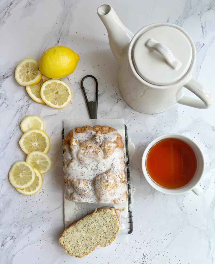 sliced lemon poppyseed loaf cake