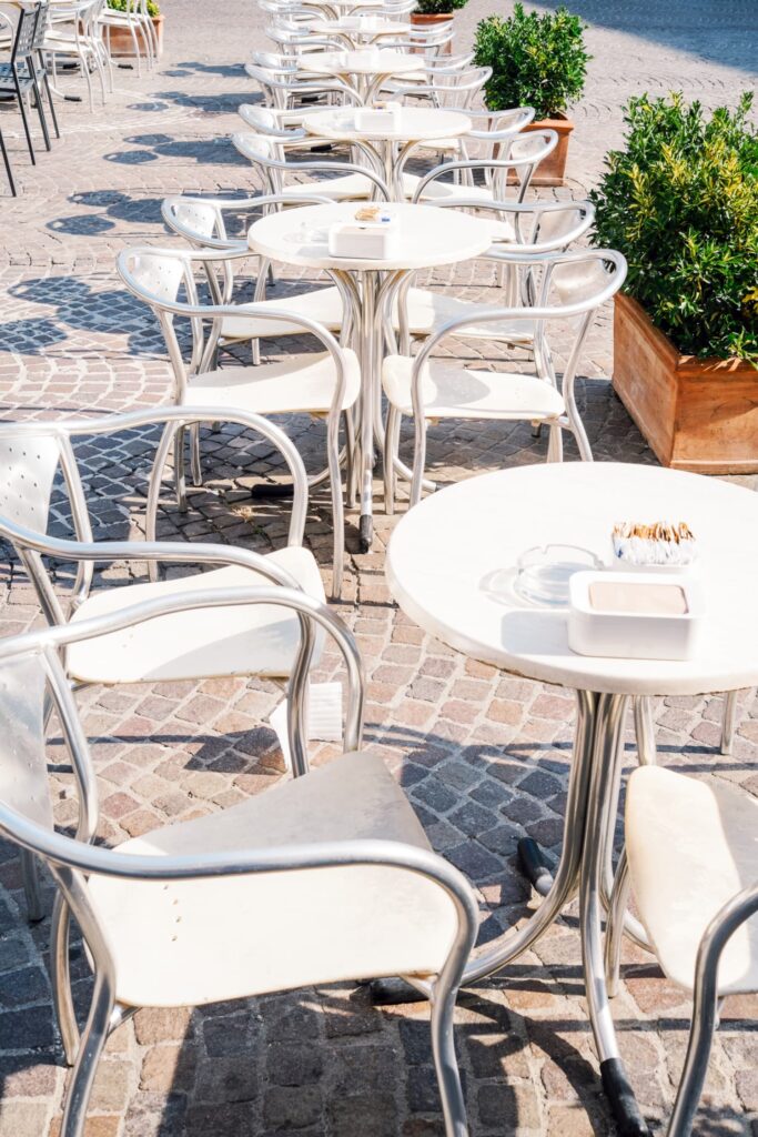 summer cafe tables outside