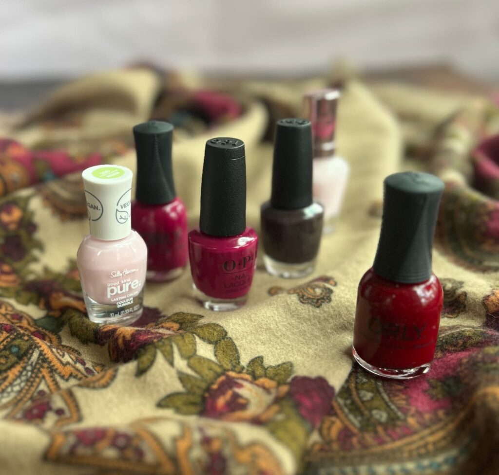 Burgundy, brown, Cabernet fall nail polish