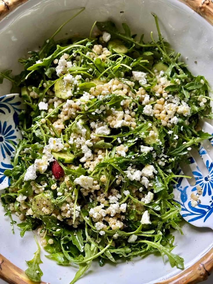 Simple Lemon Arugula Couscous Feta Salad