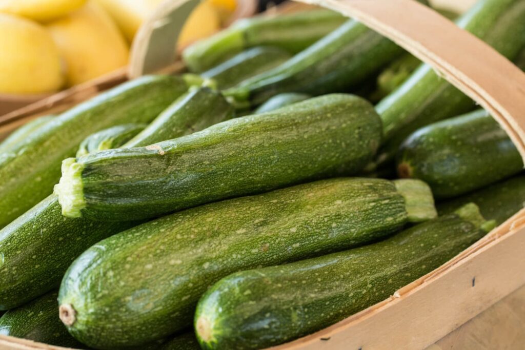 green zucchini in a basket