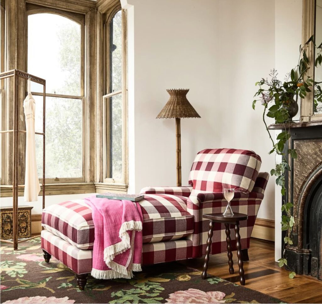 Checked chaise lounge Green Row