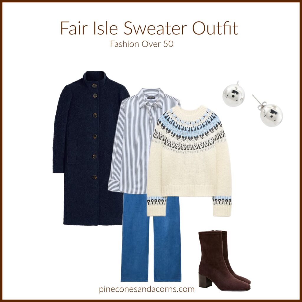Fair Isle Sweater Outfit J Crew Fashion over 50 on Monday Musings 