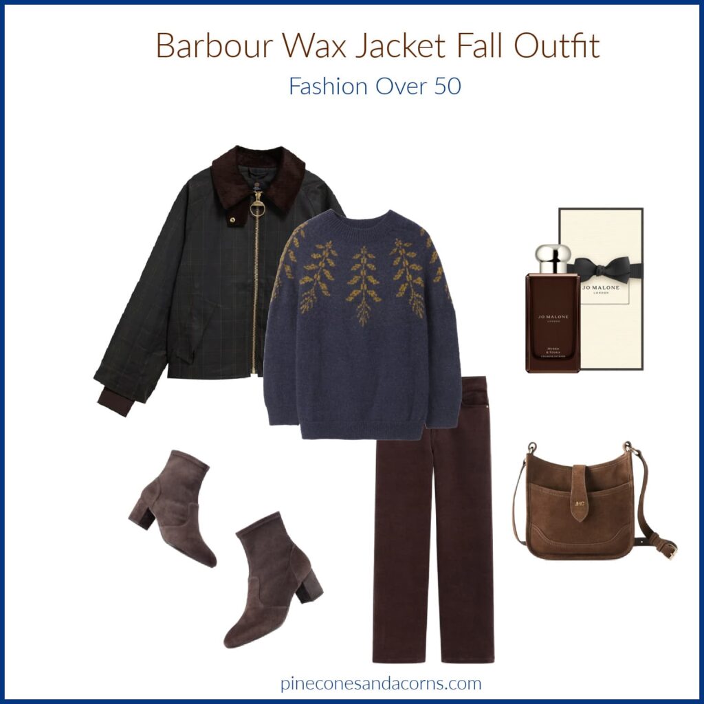 Fashion over 50 Barbour jacket fall outfit