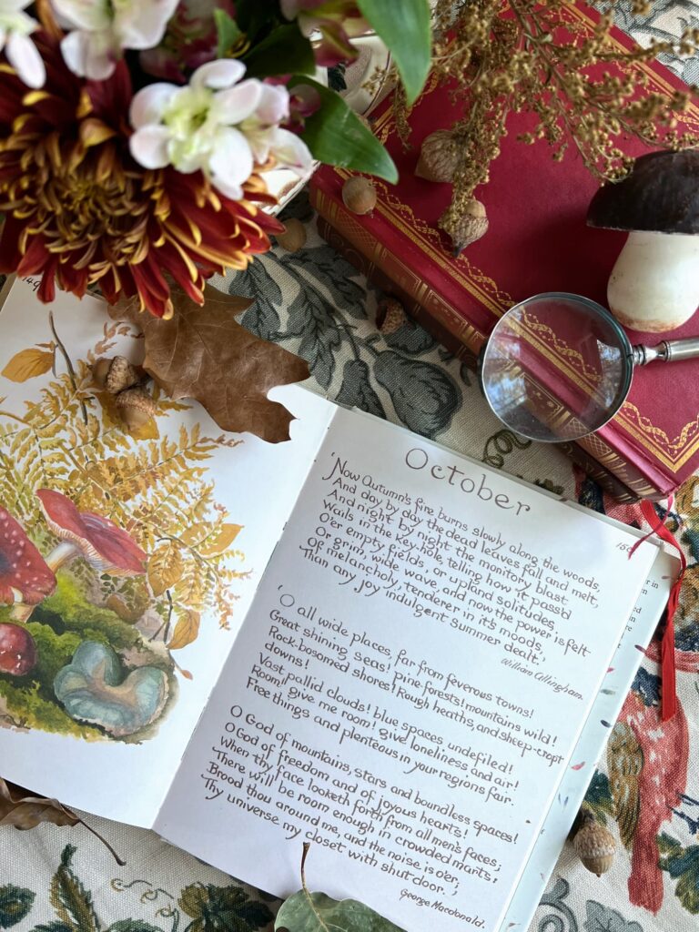 October flatlay with Country Diary of an Edwardian Lady