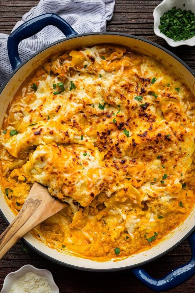 This savory Pumpkin Lasagna Skillet is the ultimate cozy fall dinner.