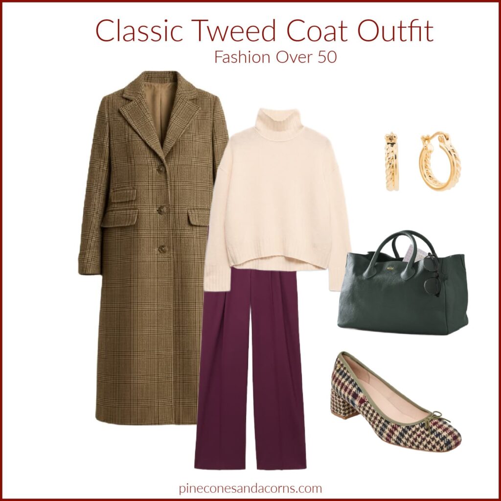 Tweed coat outfit fashion over 50