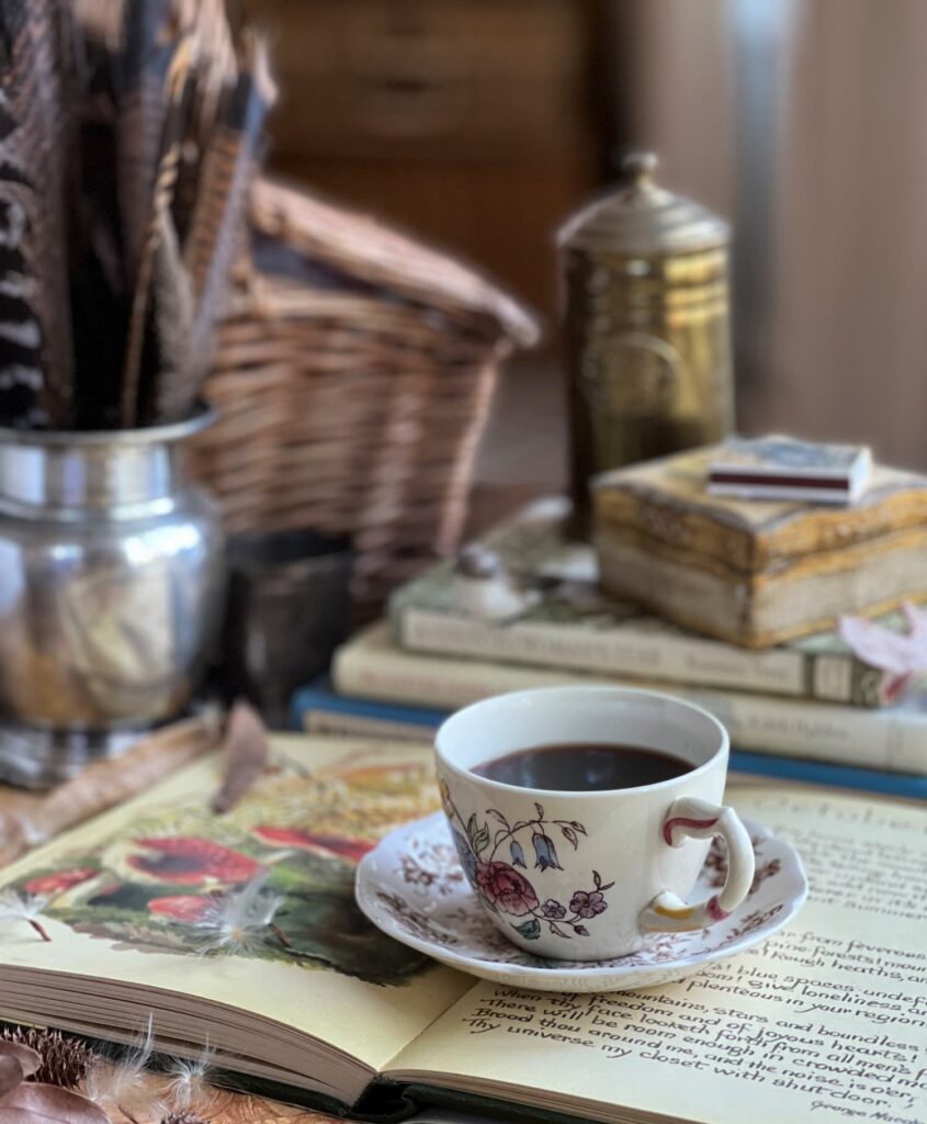 cosy morning tea Weekend Meanderings — house tours, early Christmas thoughts, and a film worth watching